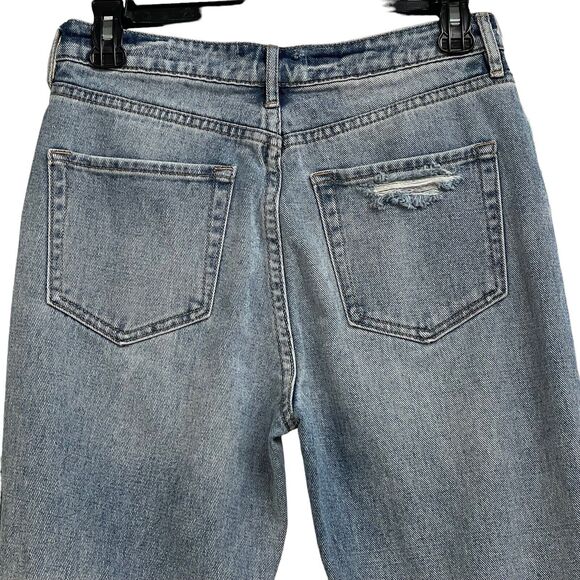 Pacsun SZ 26 Mom Jeans Hi-Rise Button-Fly Distressed Whiskered Medium Wash Blue - Picture 6 of 10